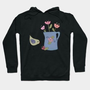 Blumenvase mit Vogel Hoodie